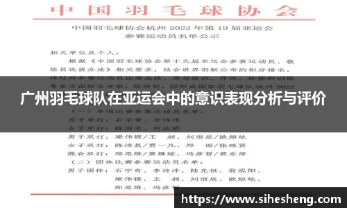 广州羽毛球队在亚运会中的意识表现分析与评价