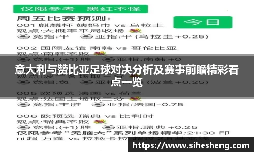 意大利与赞比亚足球对决分析及赛事前瞻精彩看点一览